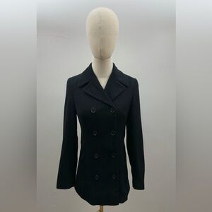 United Colors of Benetton Black Wool Blend Blazer Made in Italy Double Size 38